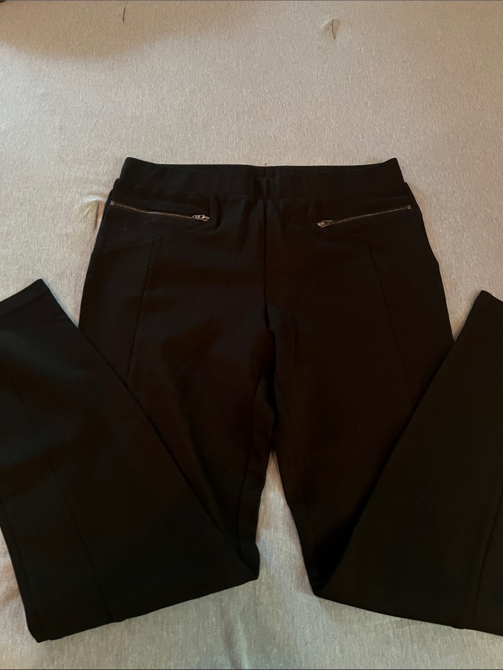 DKNY Black Straight-Leg Ponte Pull-On Pants with Zip Pockets